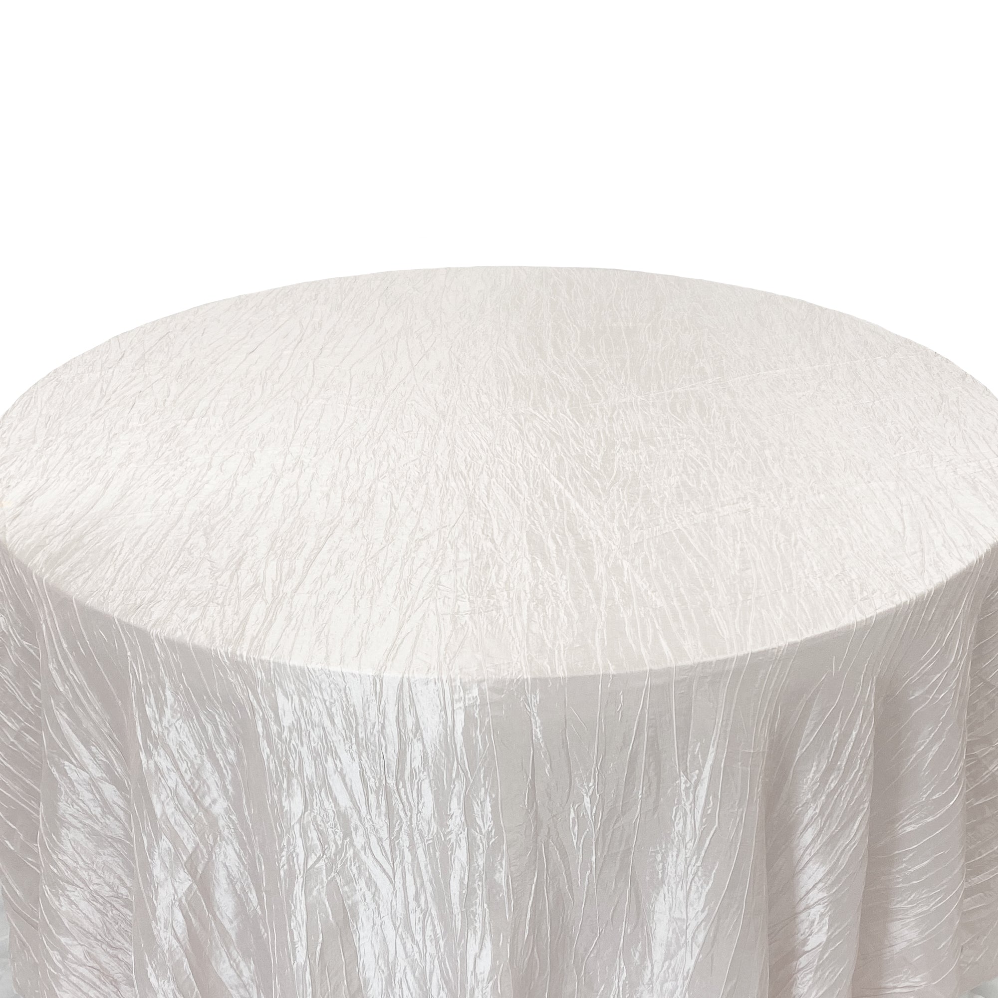 120 inch Crinkle Taffeta Round Tablecloth White