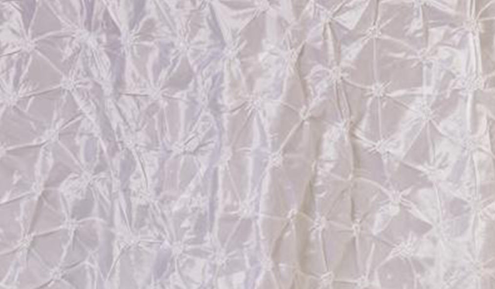 120 inch Pinwheel Pinched Taffeta Round Tablecloth White