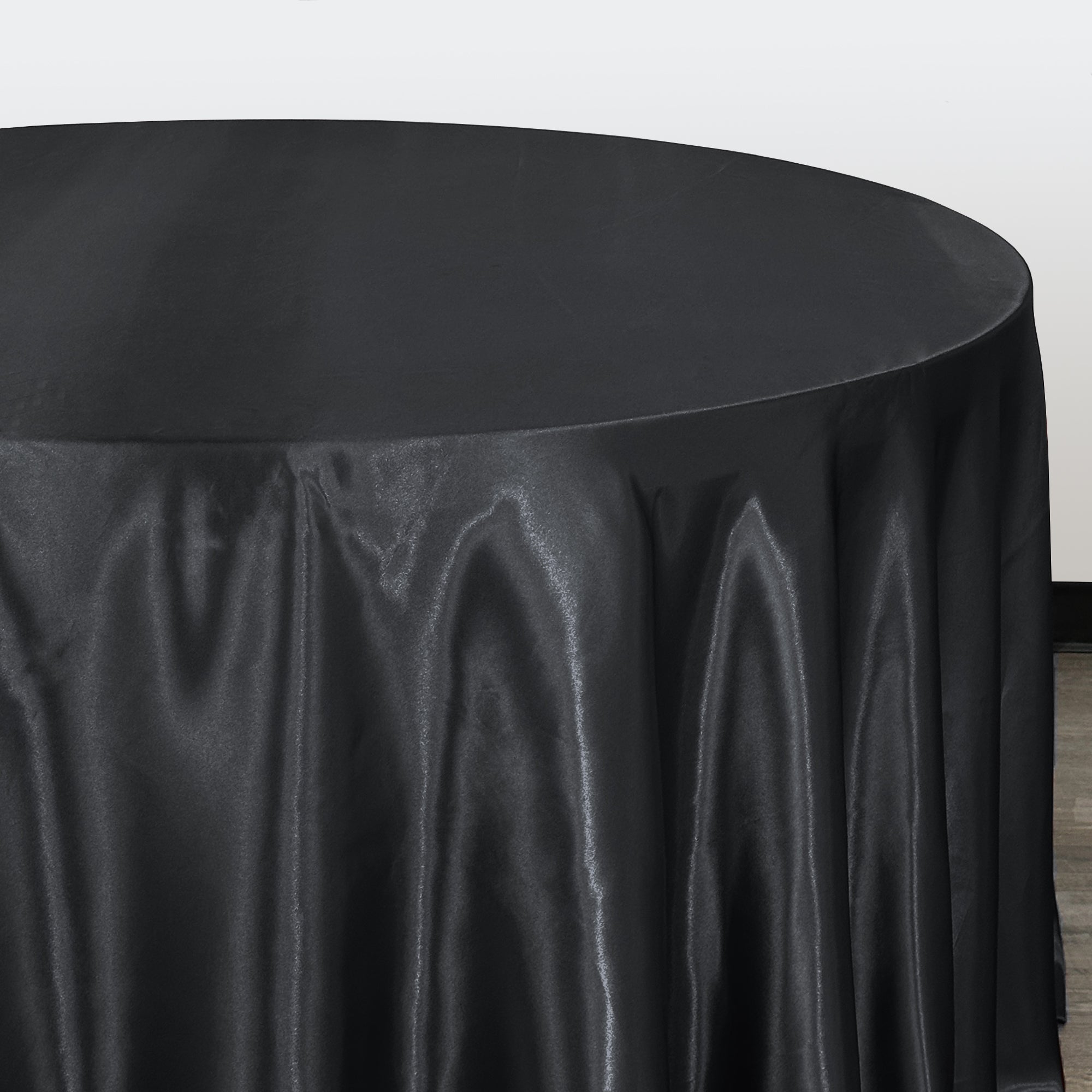 132 inch Satin Round Tablecloth Black
