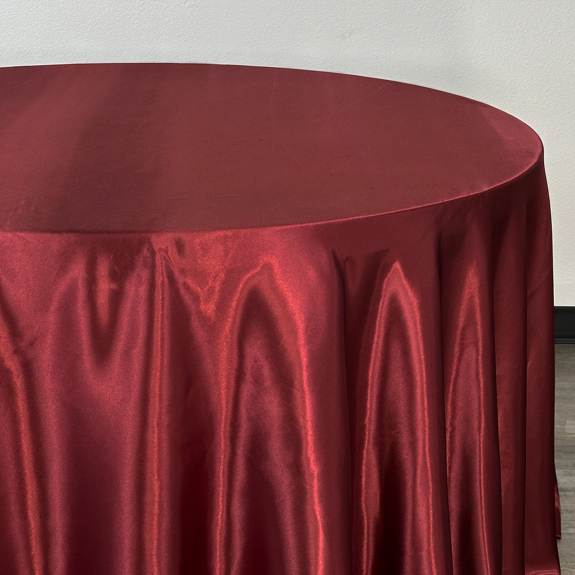 120 inch Satin Round Tablecloth Burgundy