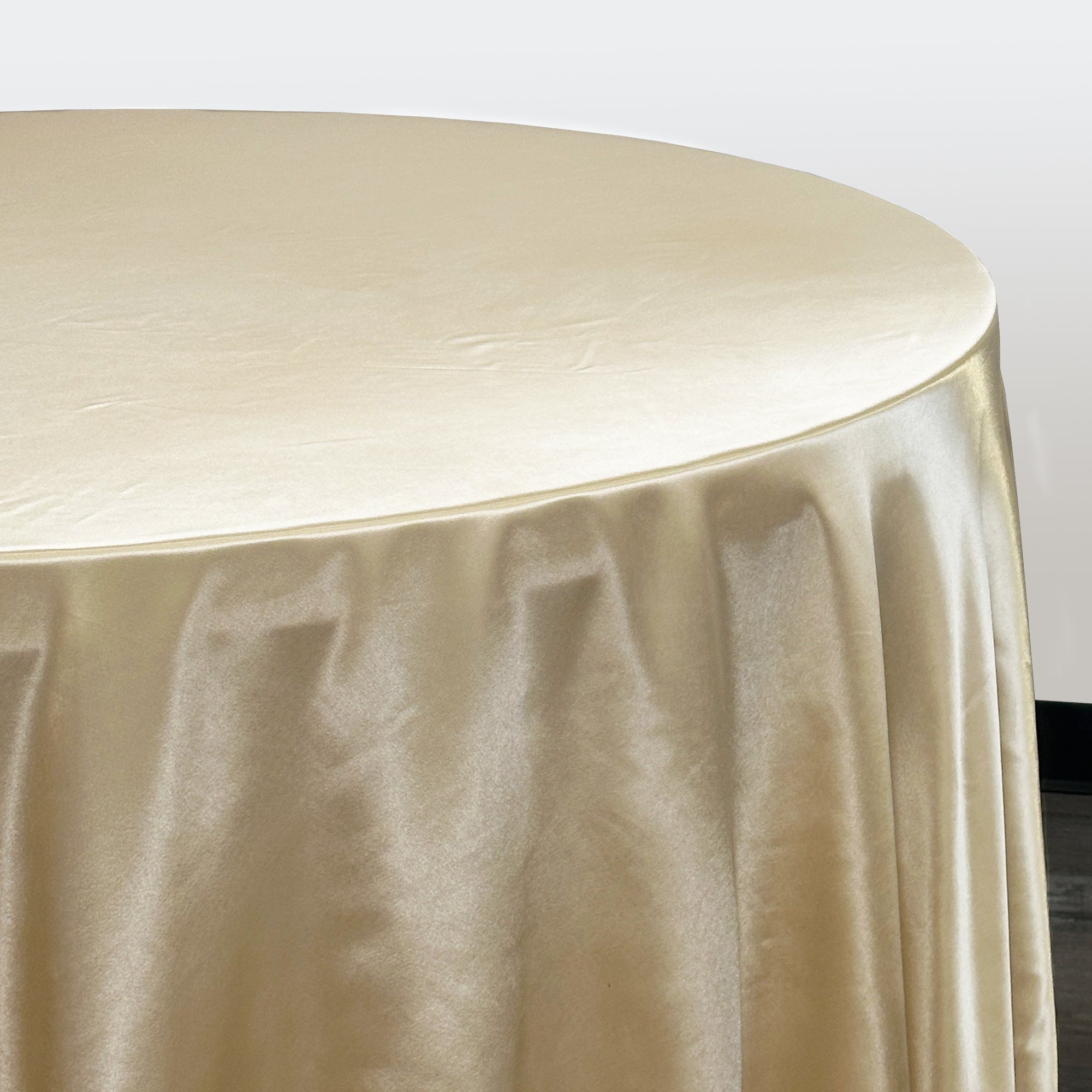 132 inch Satin Round Tablecloth Champagne