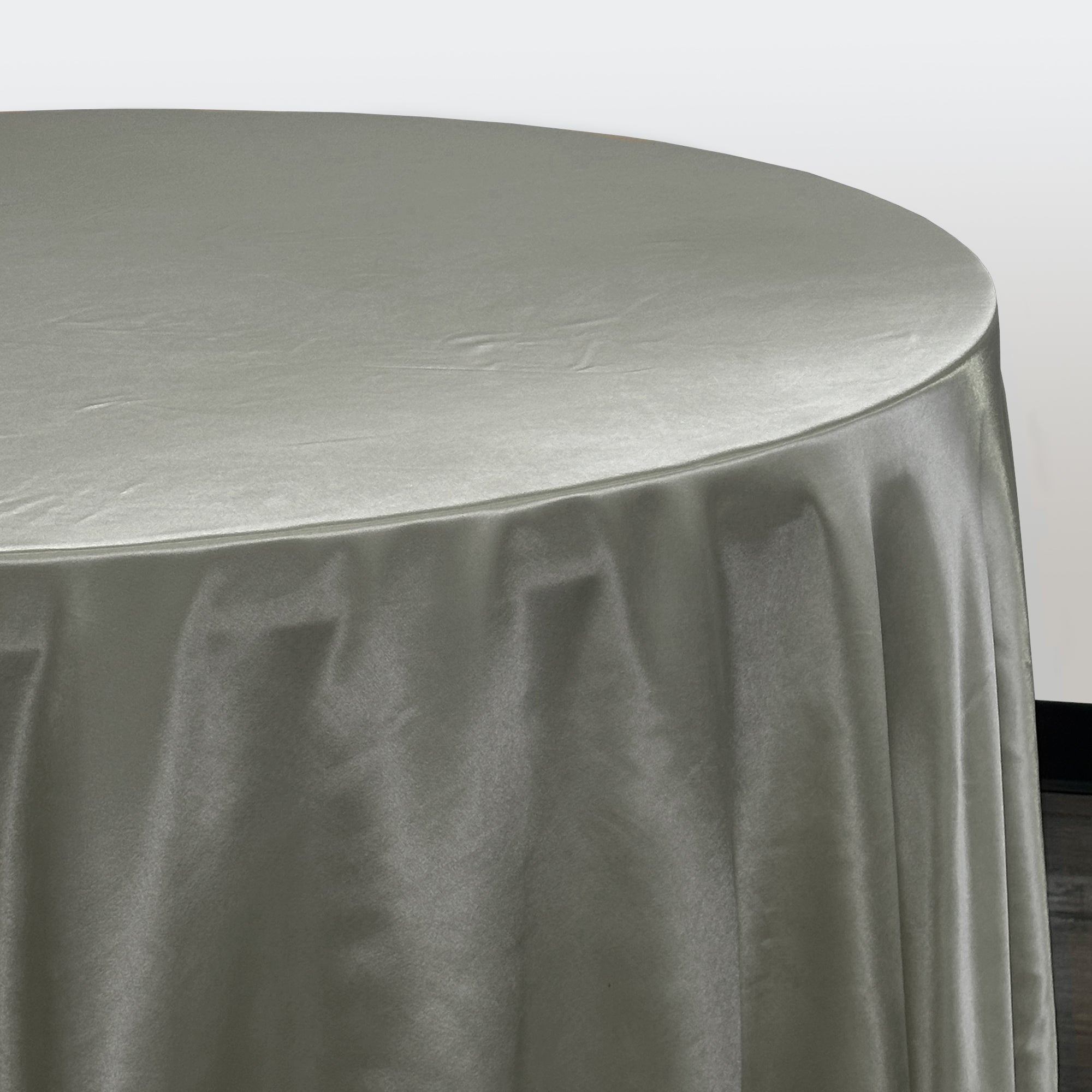132 inch Satin Round Tablecloth Platinum