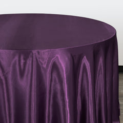 120 inch Satin Round Tablecloth Eggplant