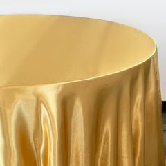 120 inch Satin Round Tablecloth Gold