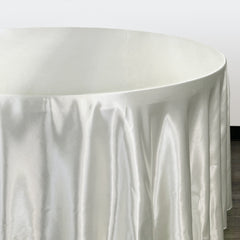 132 inch Satin Round Tablecloth Ivory
