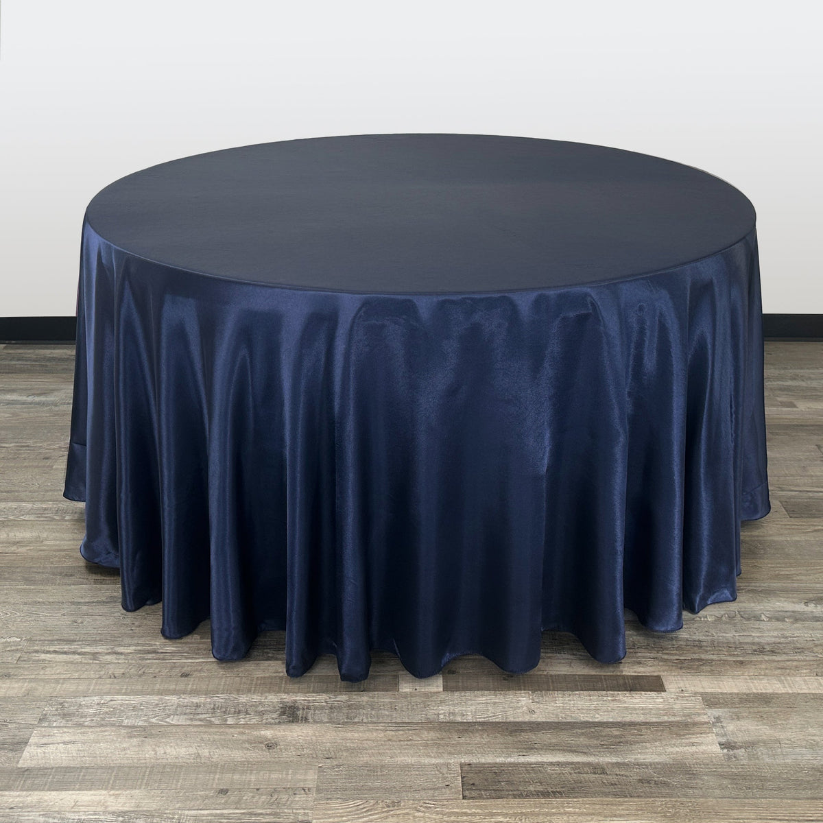 120 inch Round Satin Tablecloth Navy Blue