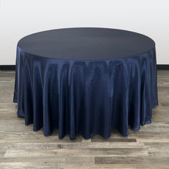 120 inch Round Satin Tablecloth Navy Blue