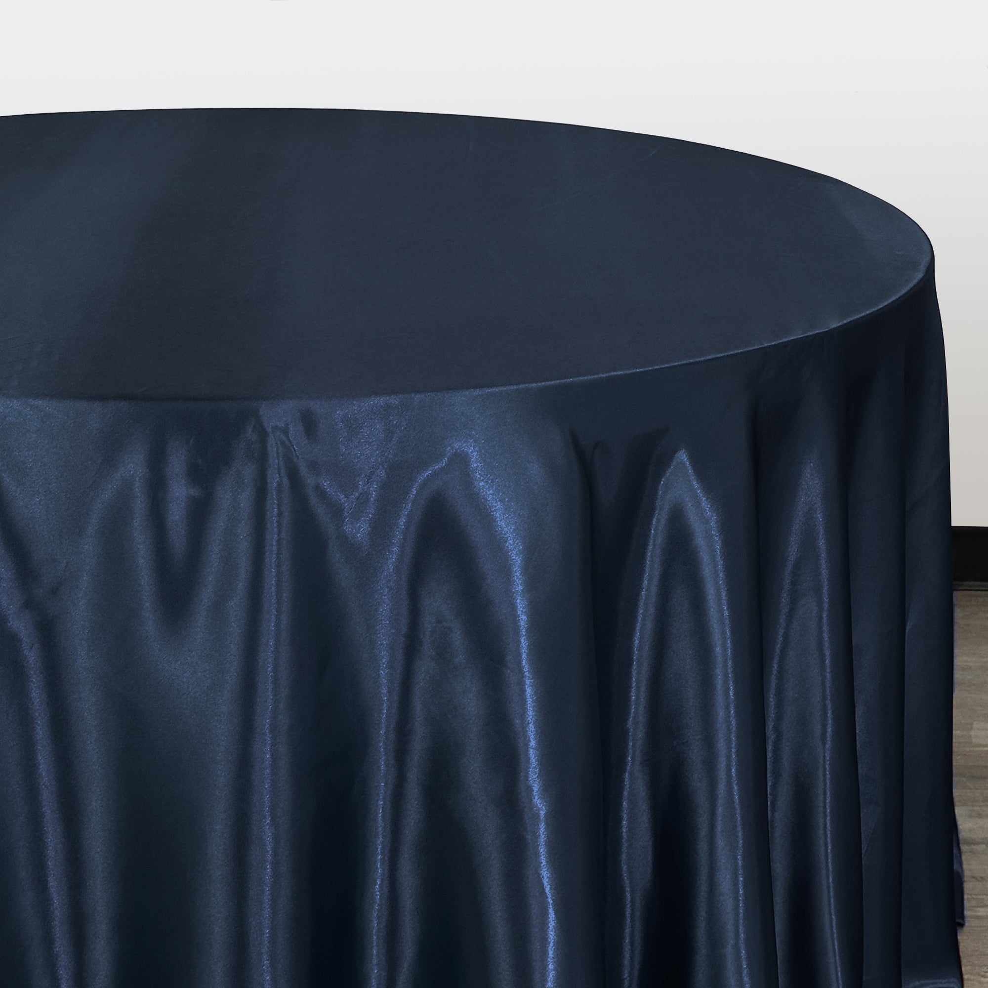 132 inch Satin Round Tablecloth Navy Blue