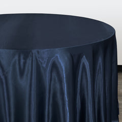 132 inch Satin Round Tablecloth Navy Blue