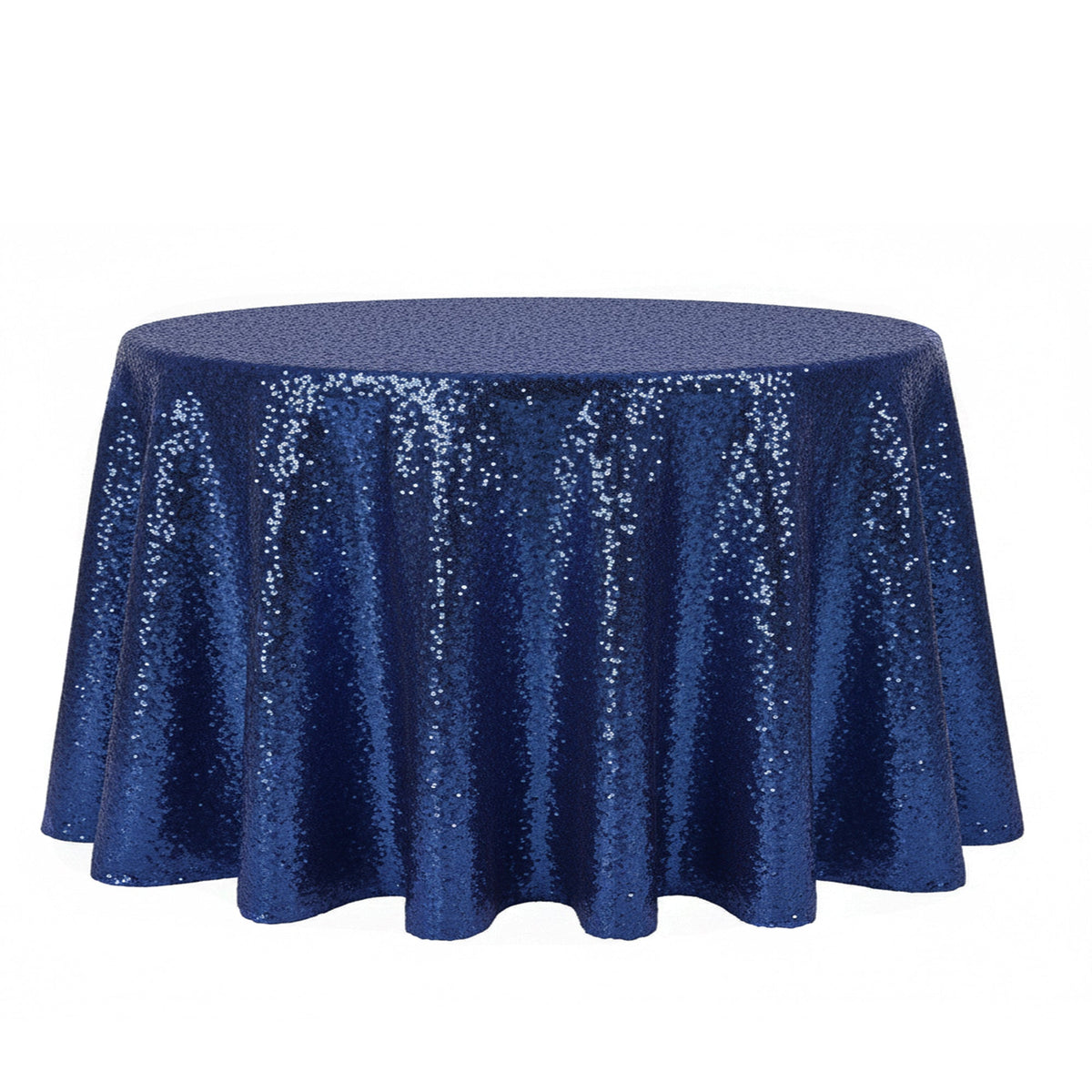 120 inch Glitz Sequin Round Tablecloth Navy Blue