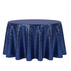 120 inch Glitz Sequin Round Tablecloth Navy Blue