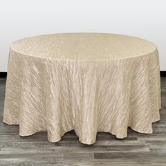 132 inch Crinkle Taffeta Round Tablecloth Champagne