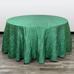 132 Inch Round Crinkle Taffeta Tablecloth Hunter Green