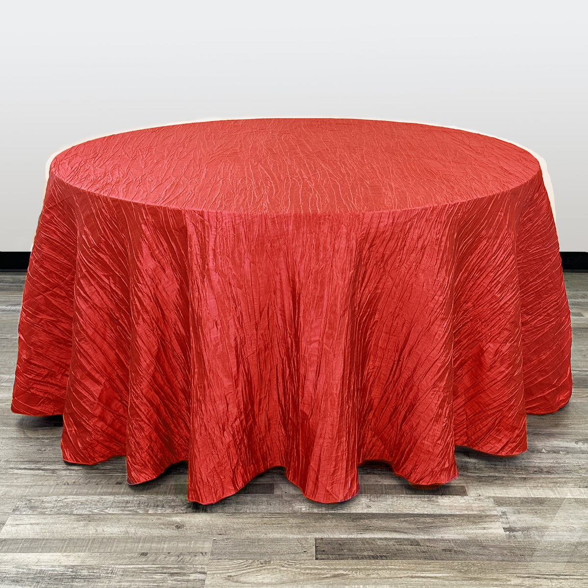 132 inch Crinkle Taffeta Round Tablecloth Red