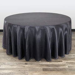 132 inch Satin Round Tablecloth Black