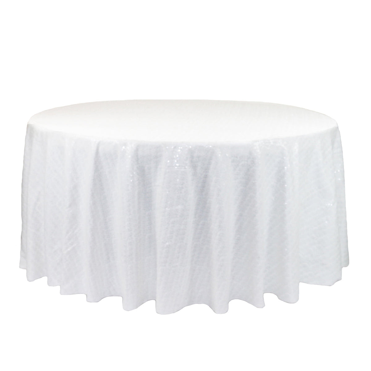 132 inch Glitz Sequin Round Tablecloth White