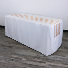 14 x 108 inch Satin Table Runner Peach and White Striped