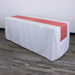 14 x 108 inch Satin Table Runner Red and White Polka Dots