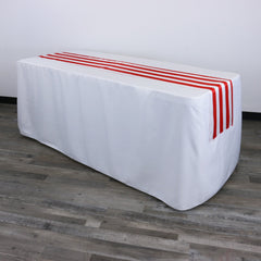 14 x 108 inch Satin Table Runner Red and White Striped