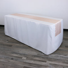 14 x 108 inch Satin Table Runner Peach and White Polka Dots