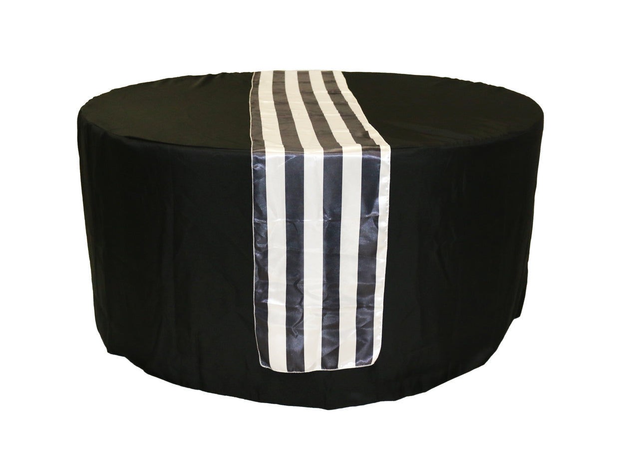14 x 108 inch Satin Table Runner Black/White Striped