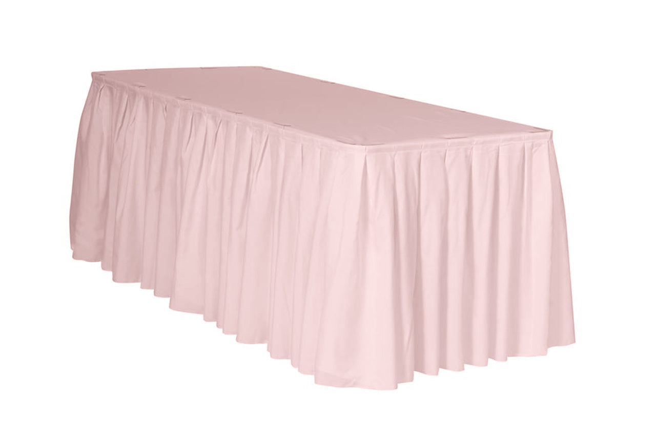 17 ft x 29 inch Polyester Pleated Table Skirt Blush