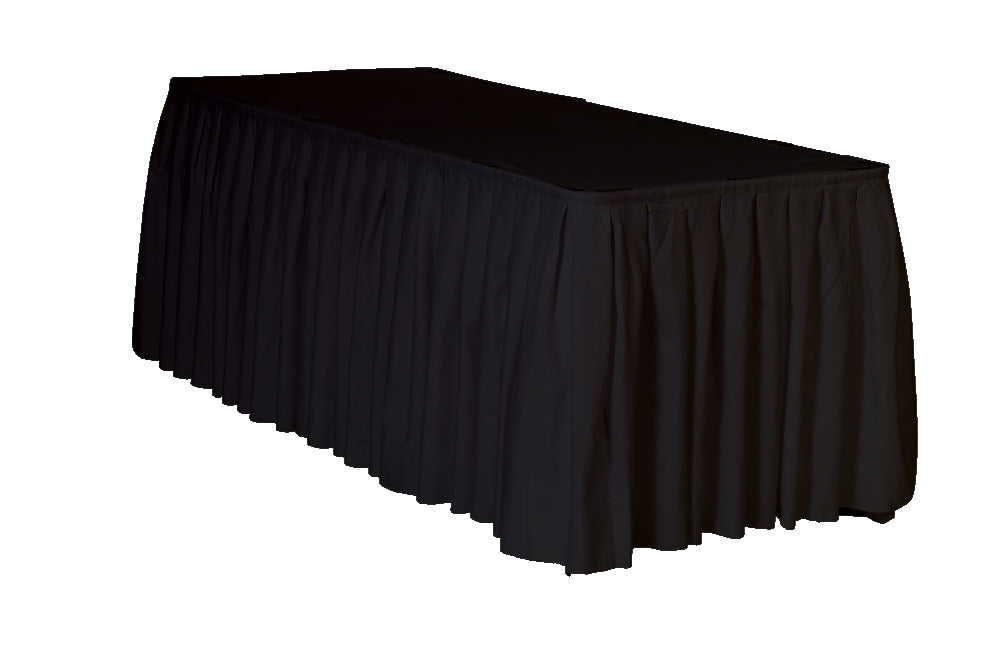 17 ft x 29 inch Polyester Pleated Table Skirt Black