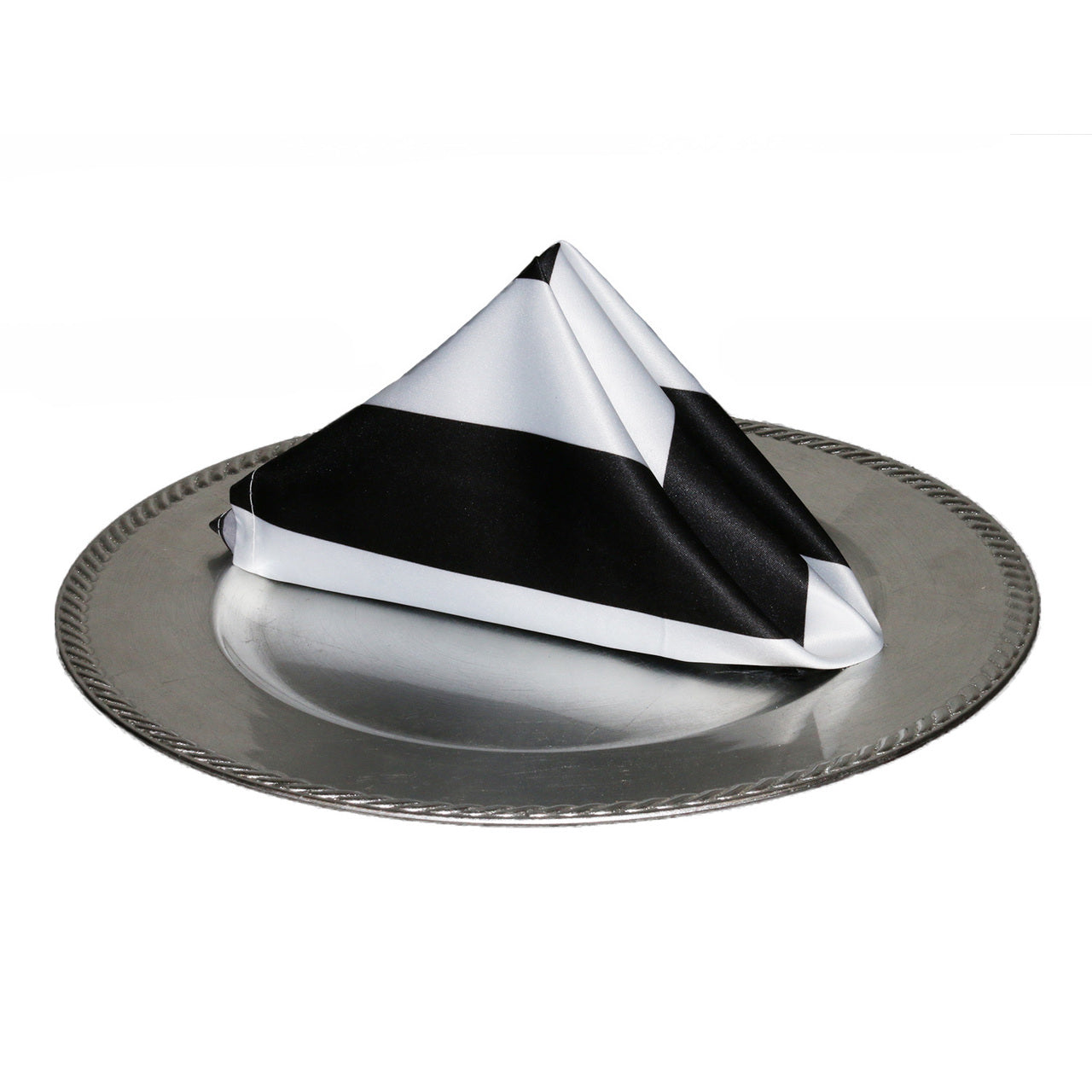 20 inch L'amour Satin Napkins Black and White (Pack of 10)