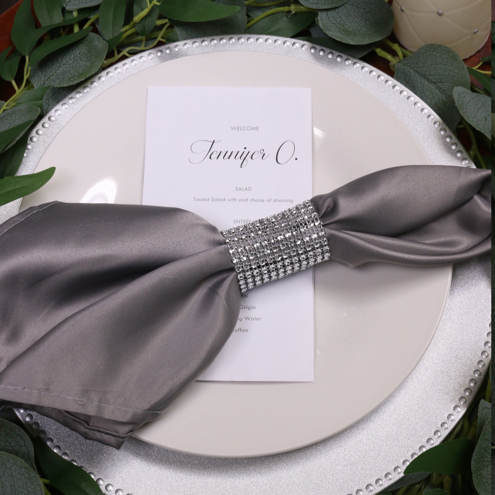 20 inch L'amour Napkins Dark Silver / Platinum (Pack of 10)