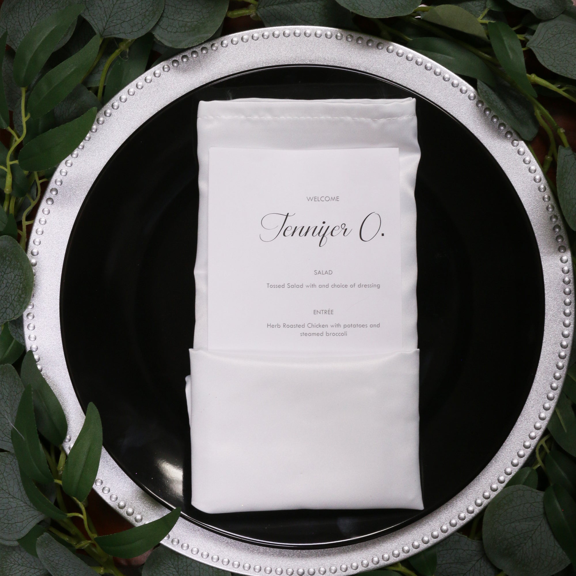20 inch L'amour Satin Napkins White (Pack of 10)