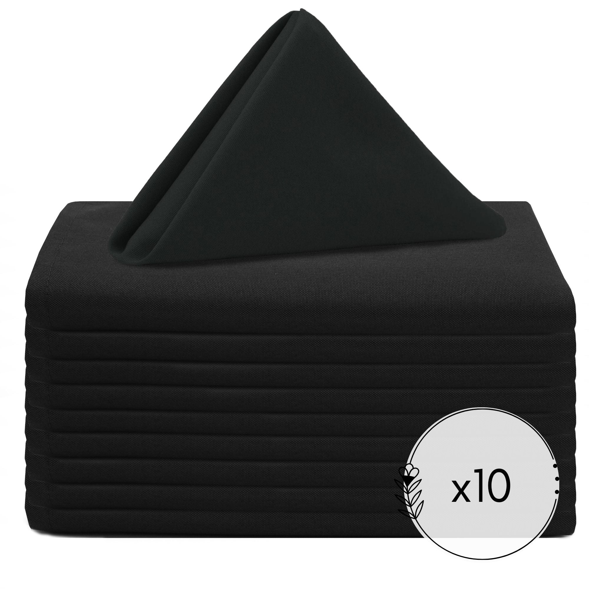 20 inch Polyester Cloth Napkins Black (Pack of 10)
