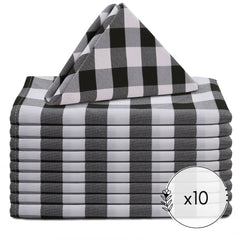 20 inch Polyester Cloth Napkins Checkered Black (Pack of 10)