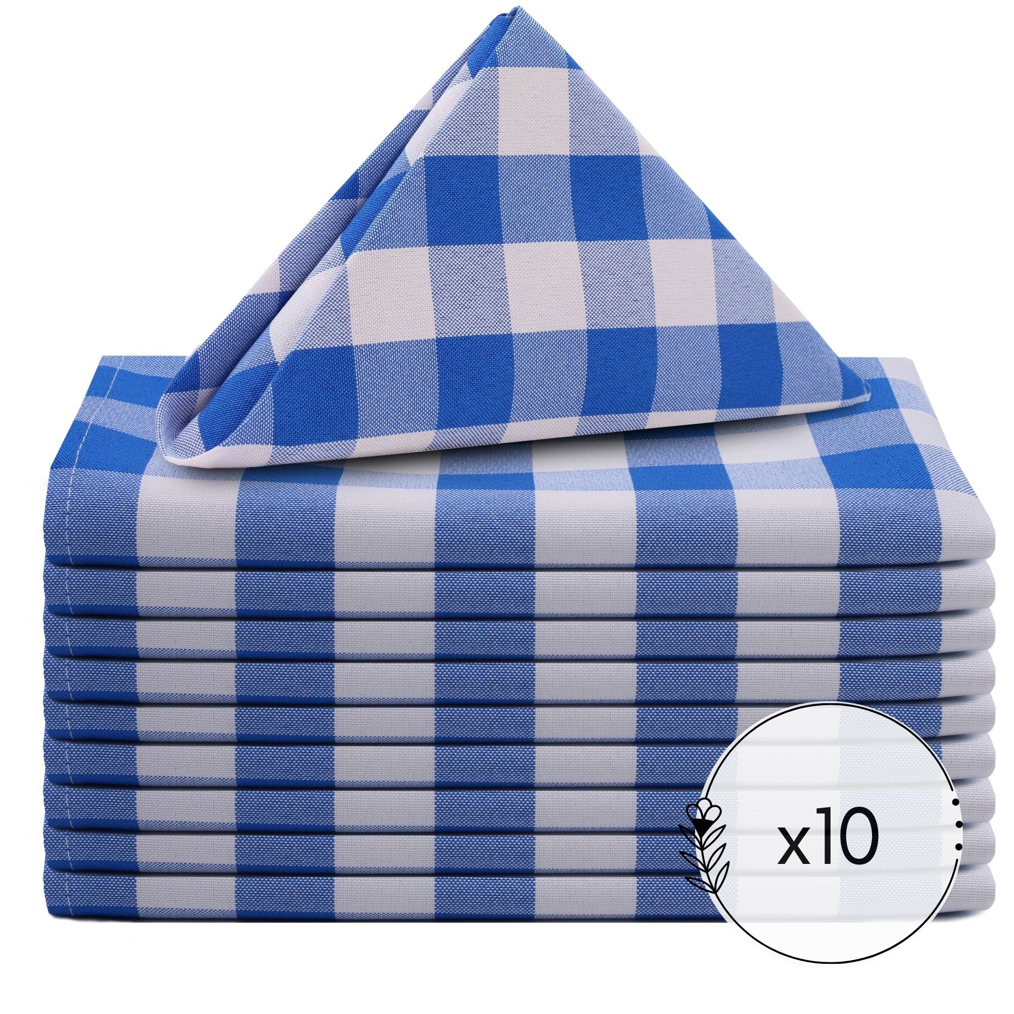 20 inch Polyester Cloth Napkins Checkered Royal Blue (Pack of 10)