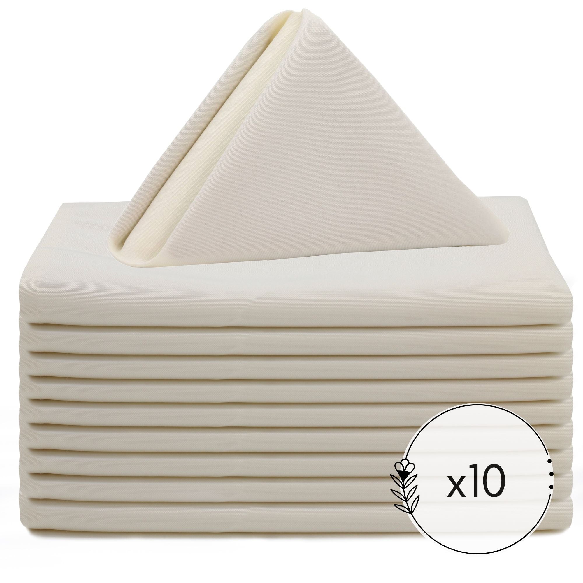 20 inch Polyester Cloth Napkins Ivory (Pack of 10)