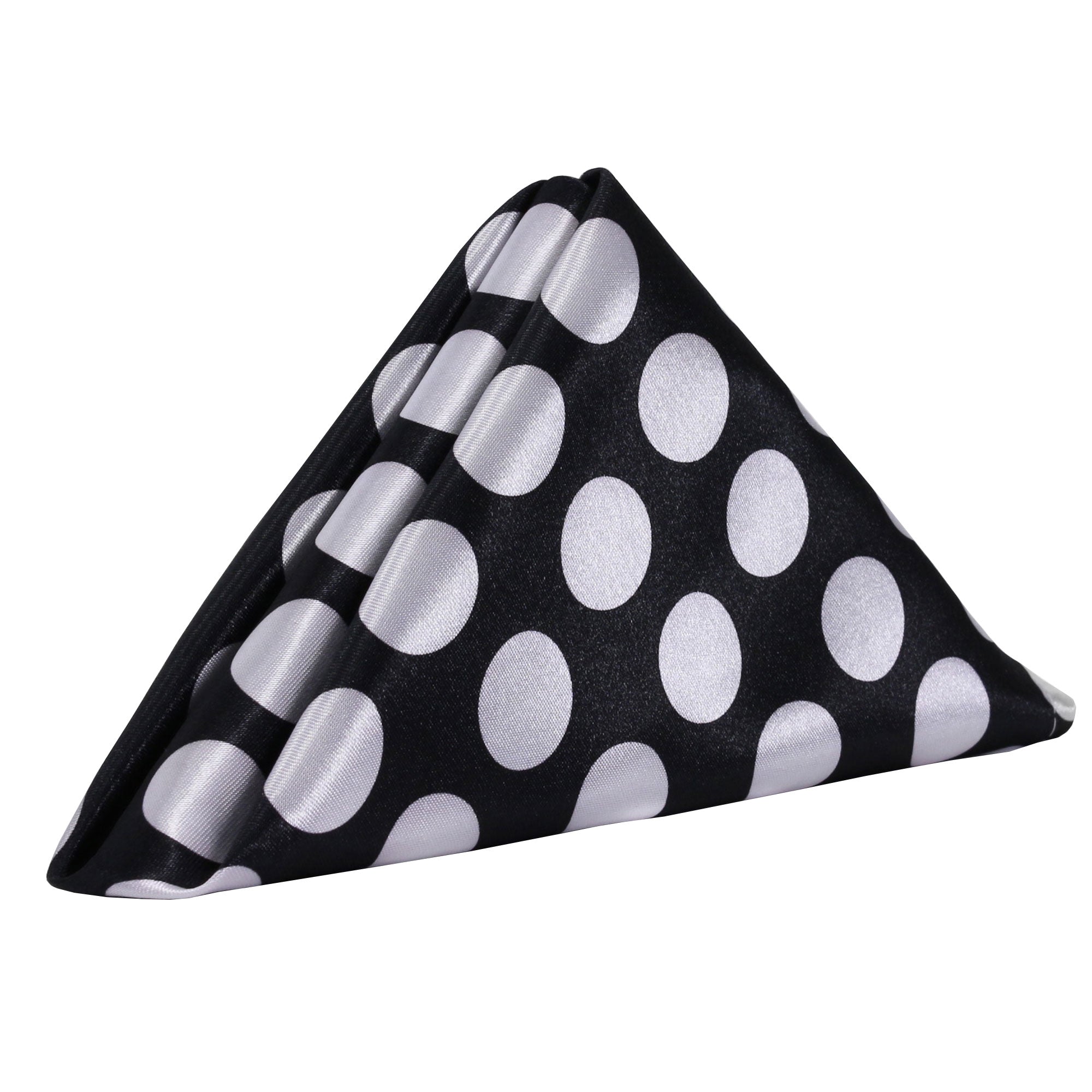 20 inch Satin Cloth Napkins Black and White Polka Dots (Pack of 10)