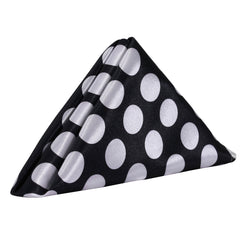 20 inch Satin Cloth Napkins Black and White Polka Dots (Pack of 10)