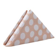 20 inch Satin Cloth Napkins Peach and White Polka Dots (Pack of 10)