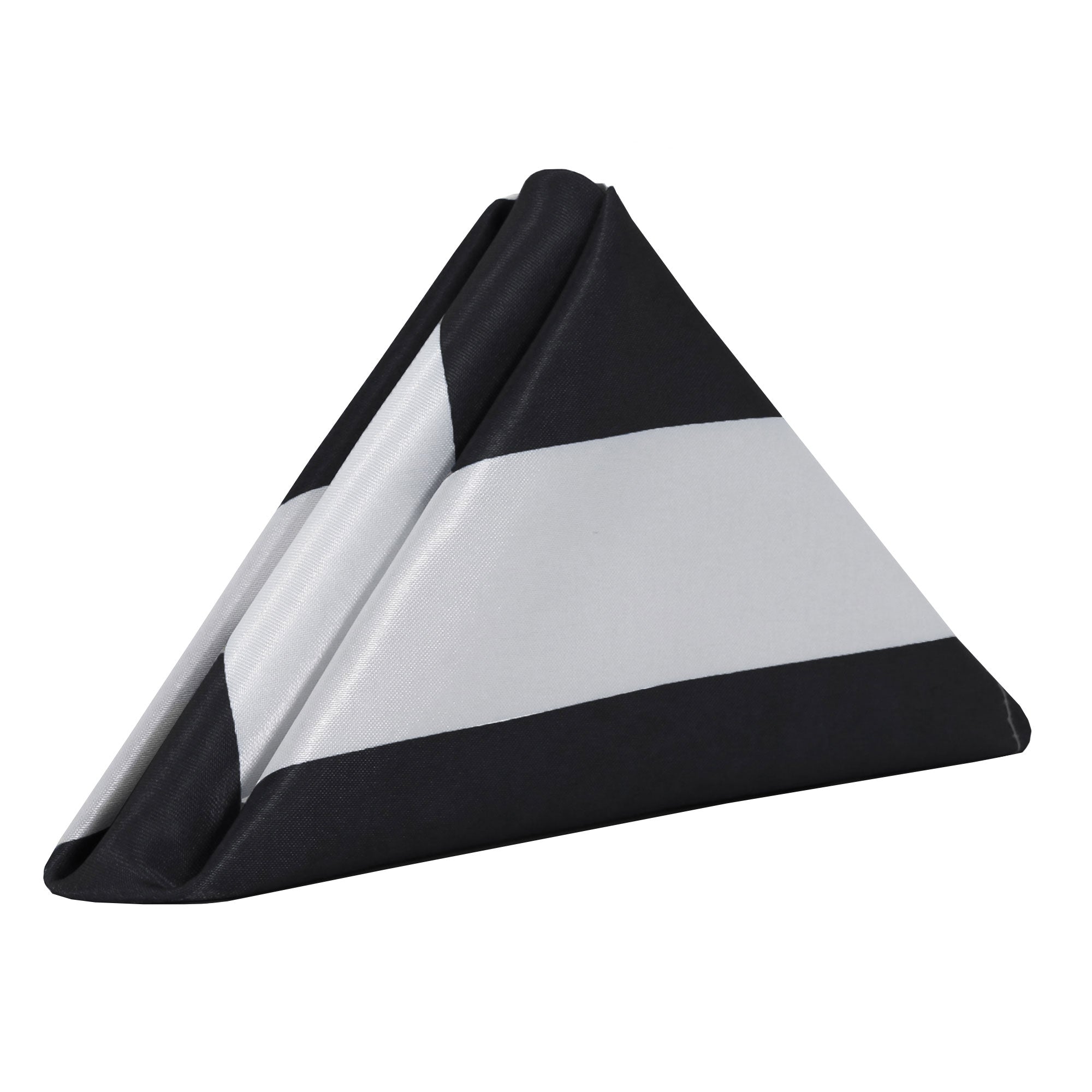 20 inch Satin Cloth Napkins Black/White Striped (Pack of 10)