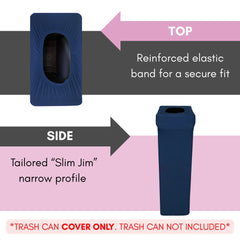 23 Gallon Spandex Slim Jim Narrow Trash Can Cover Navy Blue