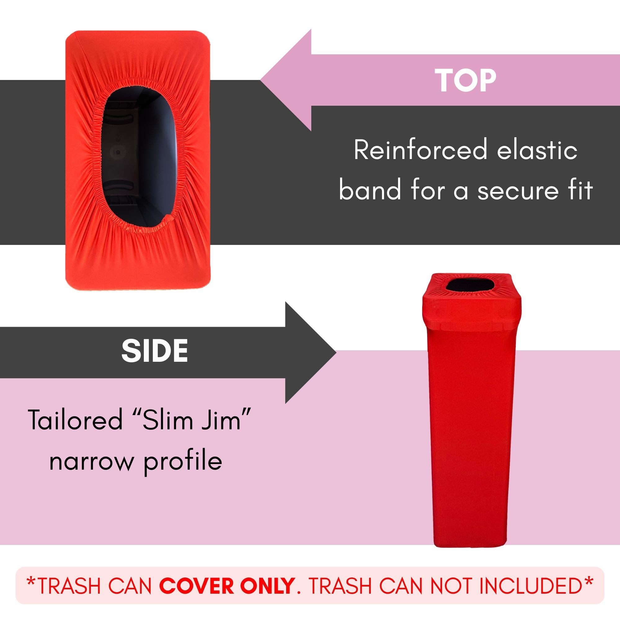 23 Gallon Spandex Slim Jim Narrow Trash Can Cover Red