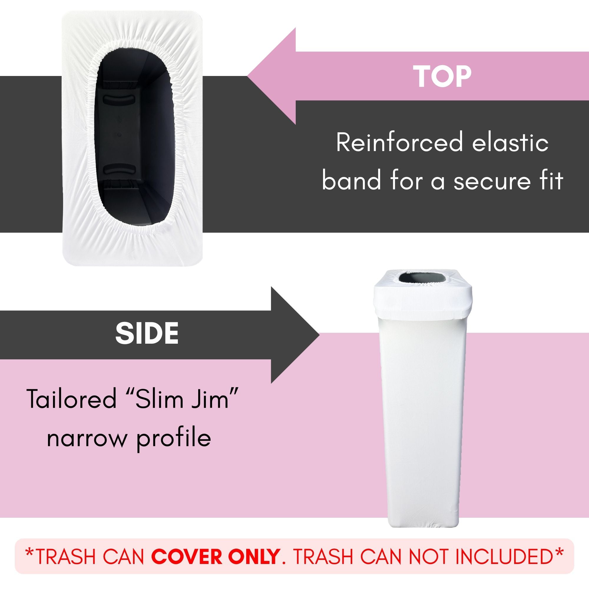23 Gallon Spandex Slim Jim Narrow Trash Can Cover White