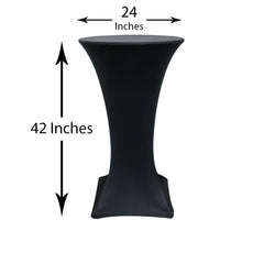 24 inch Highboy Cocktail Spandex Table Cover Black