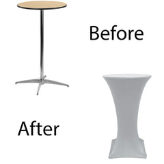 24 inch Highboy Cocktail Spandex Table Cover Silver