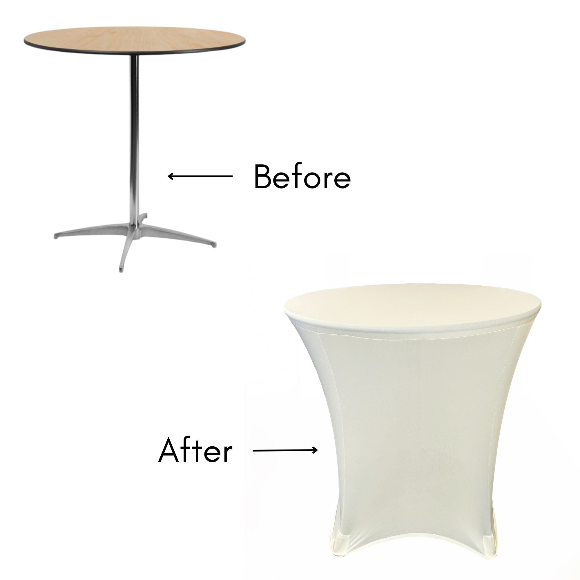 30 x 30 inch Lowboy Cocktail Spandex Table Cover Ivory