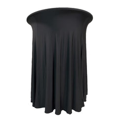 30 inch Highboy Cocktail Round Wavy Draping Stretch Spandex Table Cover Black