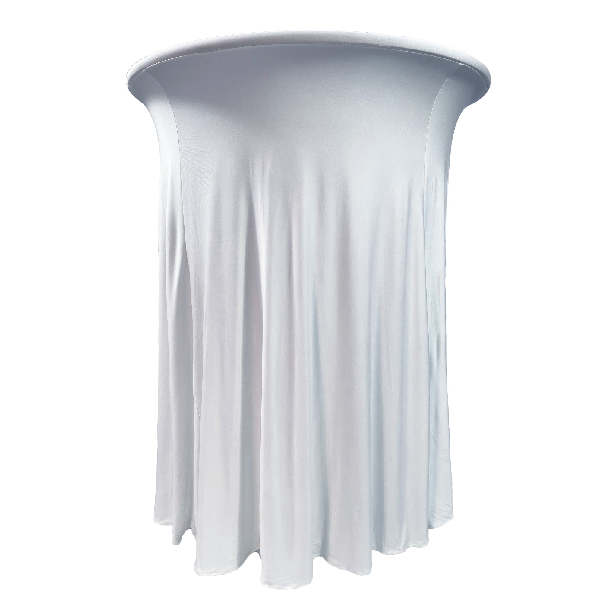 30 inch Highboy Cocktail Round Wavy Draping Stretch Spandex Table Cover White