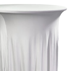30 inch Highboy Cocktail Round Wavy Draping Stretch Spandex Table Cover White