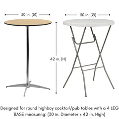 30 inch Highboy Cocktail Round Spandex Table Cover White