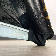 30 inch Highboy Cocktail Round Stretch Spandex Table Cover Black With Gold Marbling