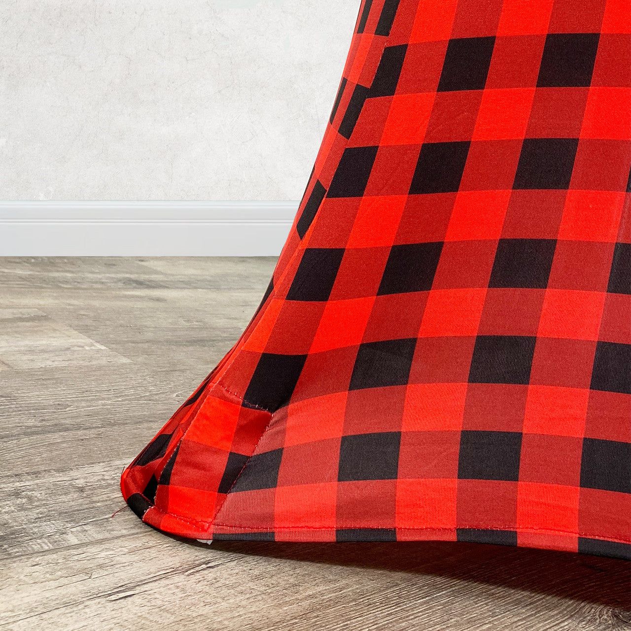 30 Inch Highboy Cocktail Round Stretch Spandex Table Cover Red Buffalo Plaid
